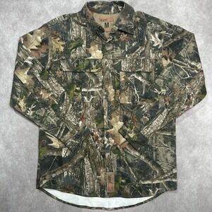 Redhead Silent Hide Button Down Shirt Medium Adult Green Camo Hunting Mens